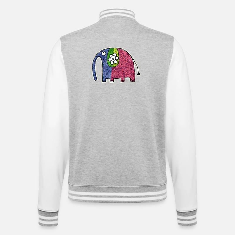 Süßer bunter Elefant Eli - College-Sweatjacke - Grau meliert/Weiß