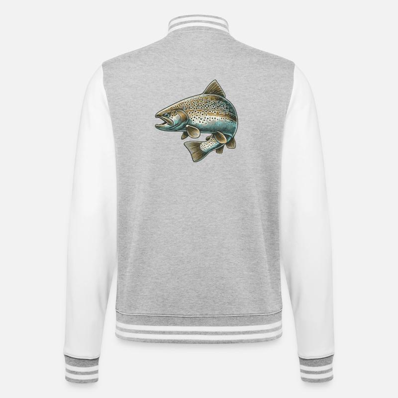 Saumon - Veste Teddy - gris chiné / blanc