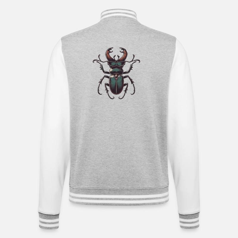 Hirschkäfer - College-Sweatjacke - Grau meliert/Weiß