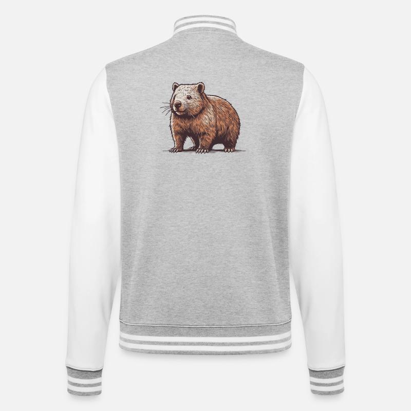 Wombat - College-Sweatjacke - Grau meliert/Weiß