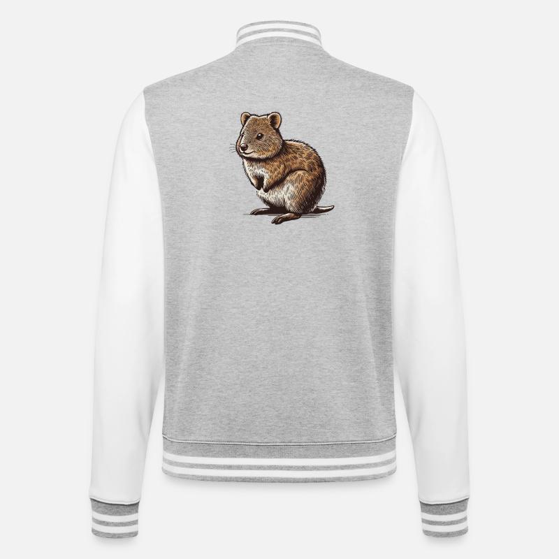 Quokka - College-Sweatjacke - Grau meliert/Weiß