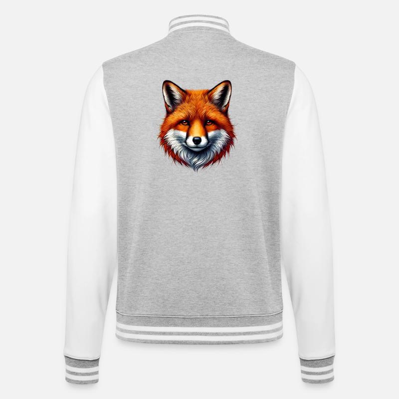 Fuchs - College-Sweatjacke - Grau meliert/Weiß