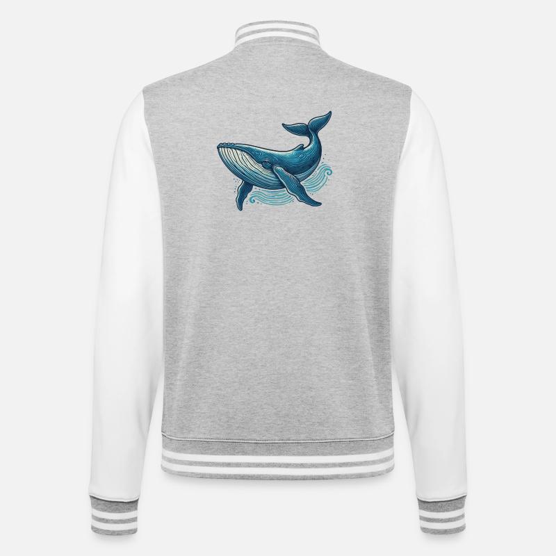 Blauwal - College-Sweatjacke - Grau meliert/Weiß