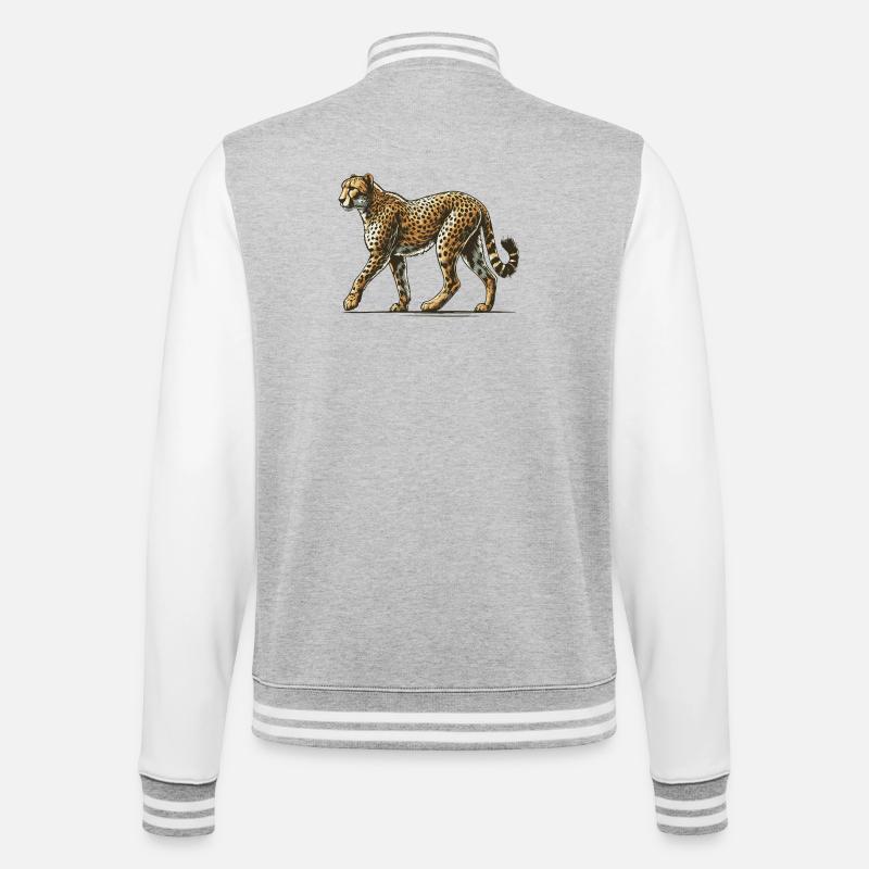 Gepard - College-Sweatjacke - Grau meliert/Weiß