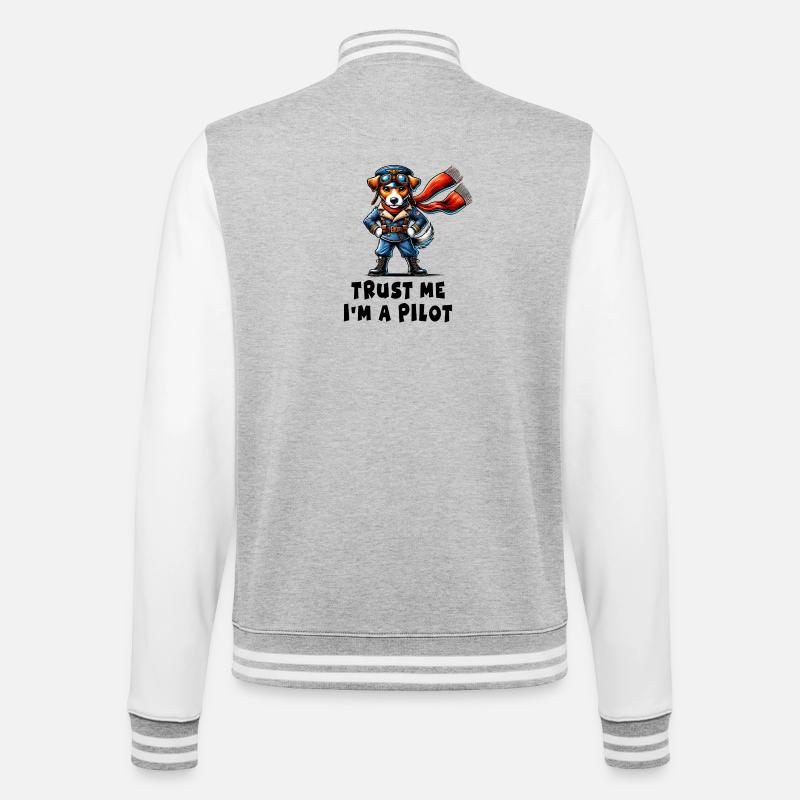Jack Russell Terrier Pilot - College-Sweatjacke - Grau meliert/Weiß