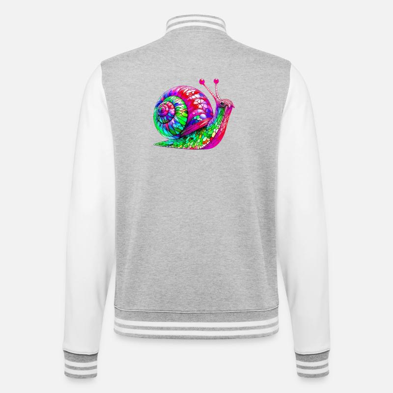 Schnecke - College-Sweatjacke - Grau meliert/Weiß