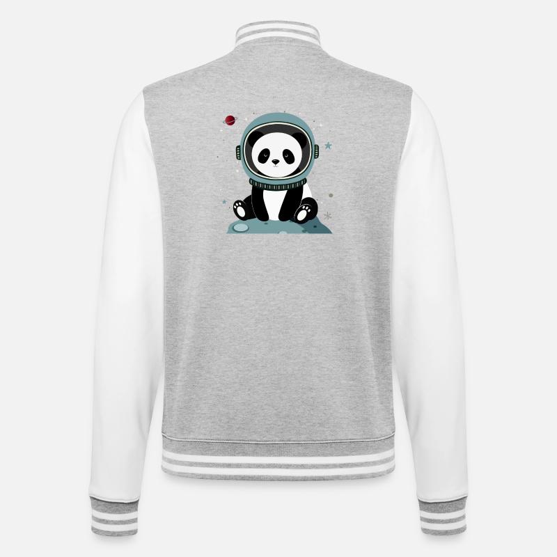 Panda astronaute – Motif spatial imaginatif - Veste Teddy - gris chiné / blanc