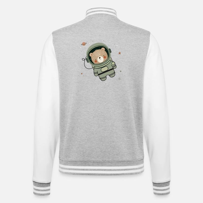 Ours astronaute mignon dans l’espace - Veste Teddy - gris chiné / blanc