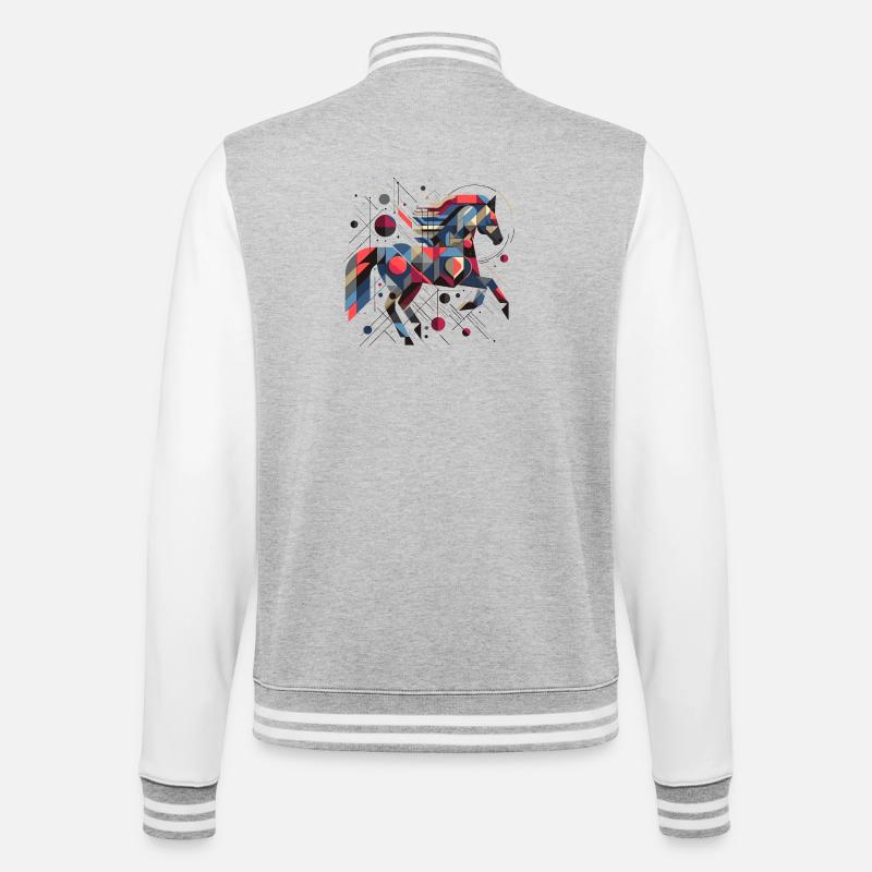 Abstraktes Tier Pferd 2 - College-Sweatjacke - Grau meliert/Weiß