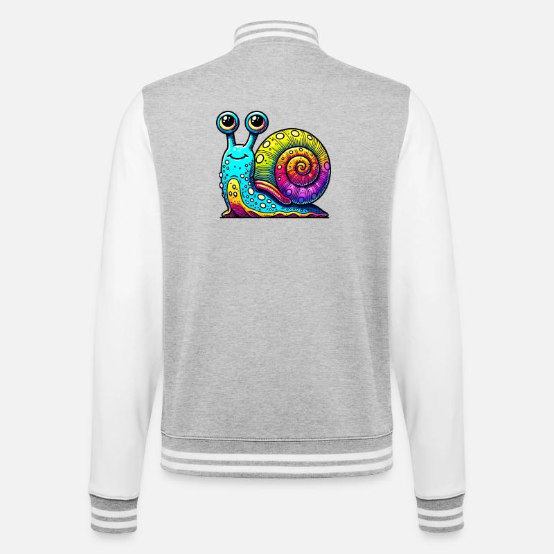 Schnecke - College-Sweatjacke - Grau meliert/Weiß