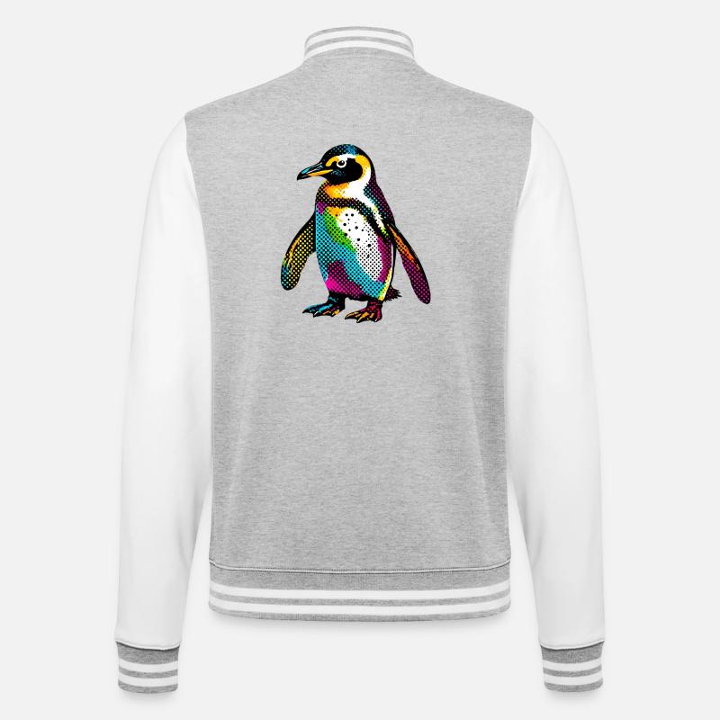 Pinguin - College-Sweatjacke - Grau meliert/Weiß