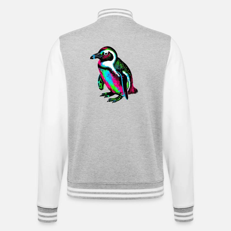 Pinguin - College-Sweatjacke - Grau meliert/Weiß