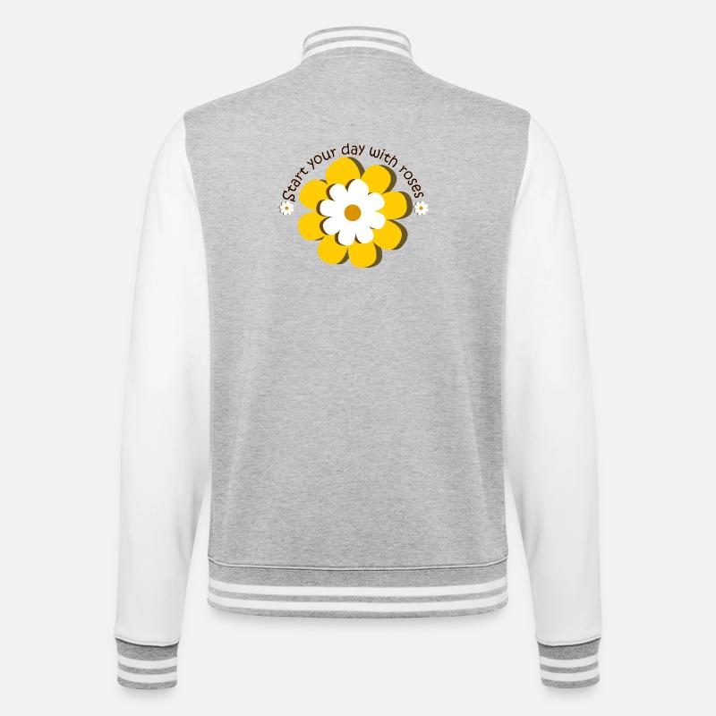 Flower Day - College Sweat Jacket - heather grey/white