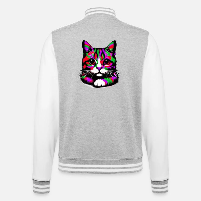 Cat - College Sweat Jacket - heather grey/white