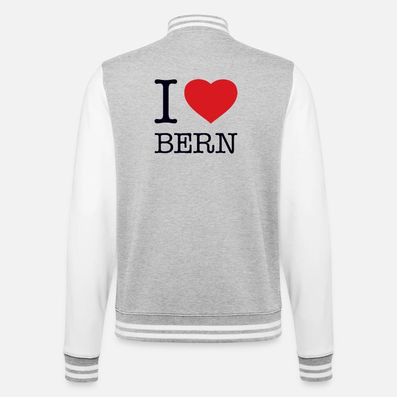 I LOVE BERN - College-Sweatjacke - Grau meliert/Weiß