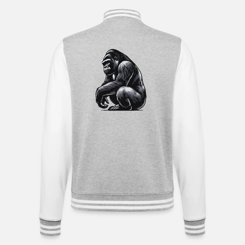 Gorille - Veste Teddy - gris chiné / blanc