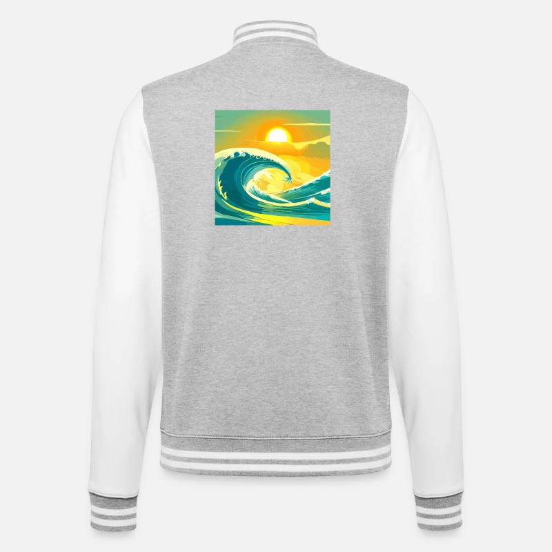 Sea Sun - College-Sweatjacke - Grau meliert/Weiß