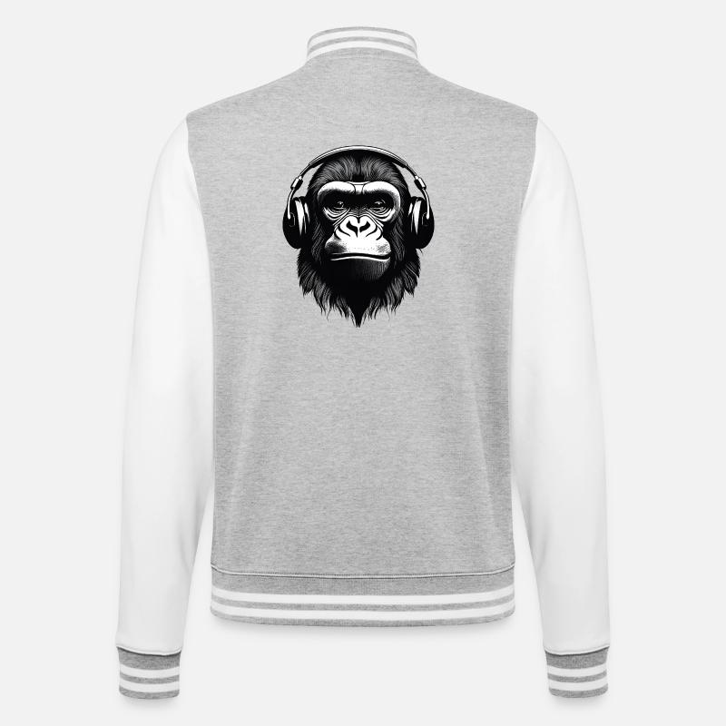 gorilla, primate, monkey - College Sweat Jacket - heather grey/white