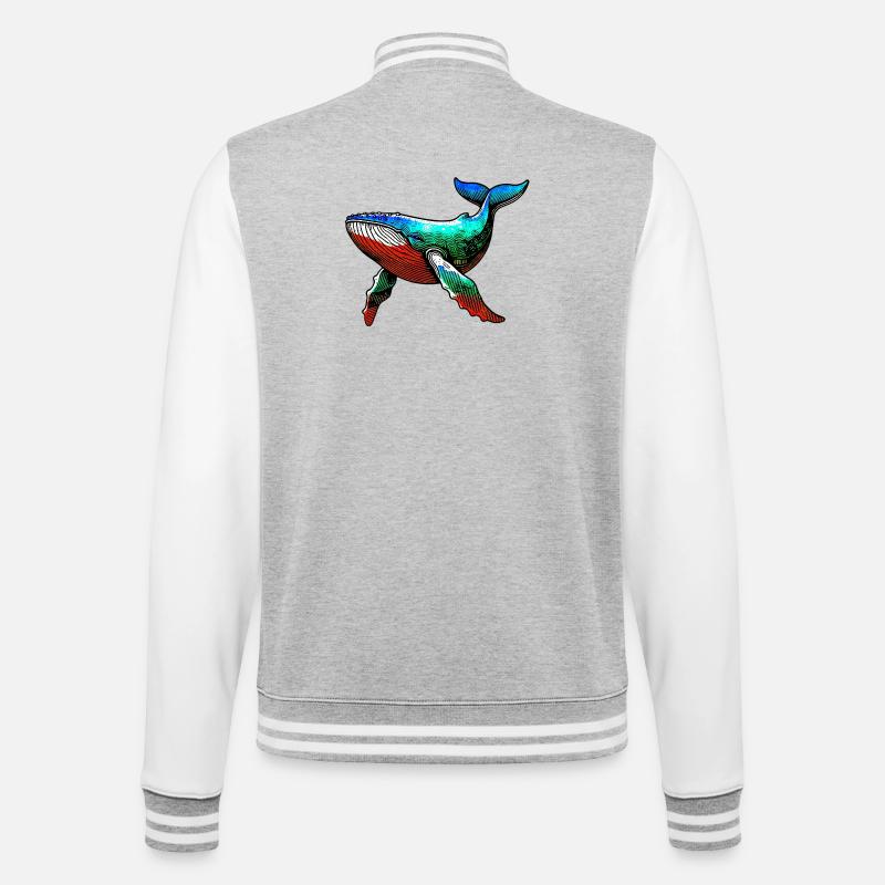 Wal - College-Sweatjacke - Grau meliert/Weiß