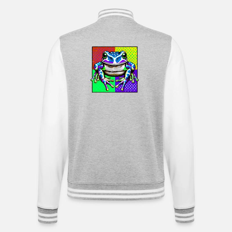 Frosch - College-Sweatjacke - Grau meliert/Weiß