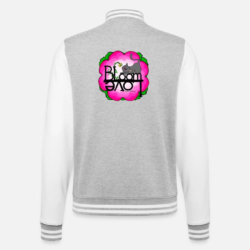 Frühling-Katze Spring Love - College-Sweatjacke - Grau meliert/Weiß