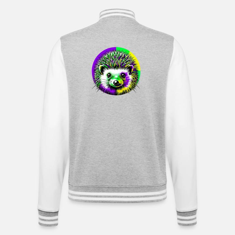 Hedgehog - College Sweat Jacket - heather grey/white