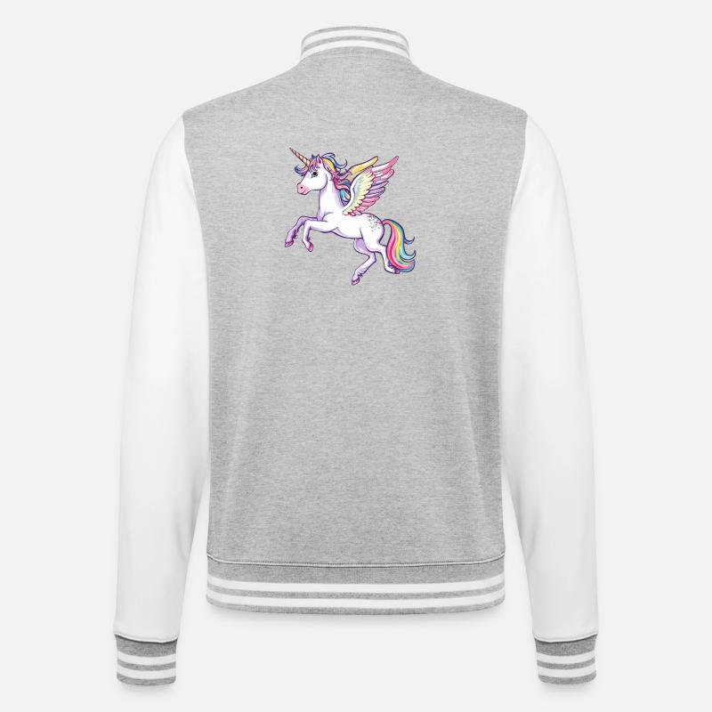 Rainbow Wings Unicorn - College Sweat Jacket - heather grey/white
