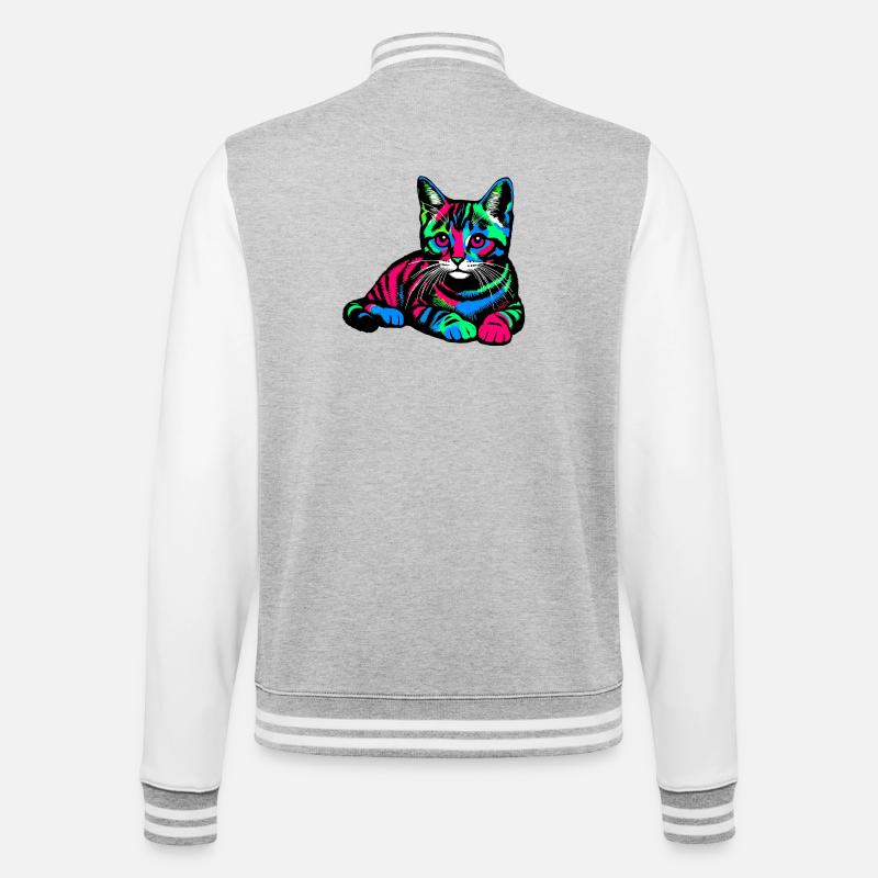 Chat - Veste Teddy - gris chiné / blanc
