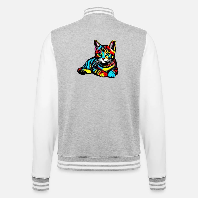 Chat - Veste Teddy - gris chiné / blanc
