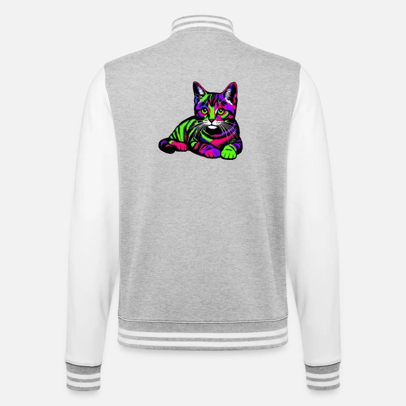 Chat - Veste Teddy - gris chiné / blanc