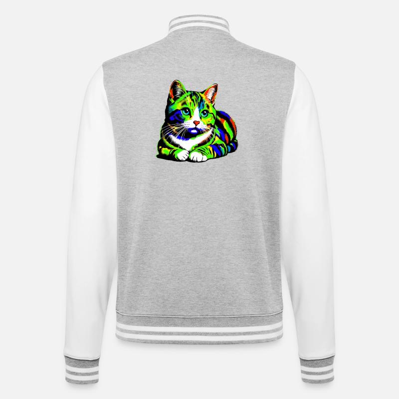 Chat - Veste Teddy - gris chiné / blanc