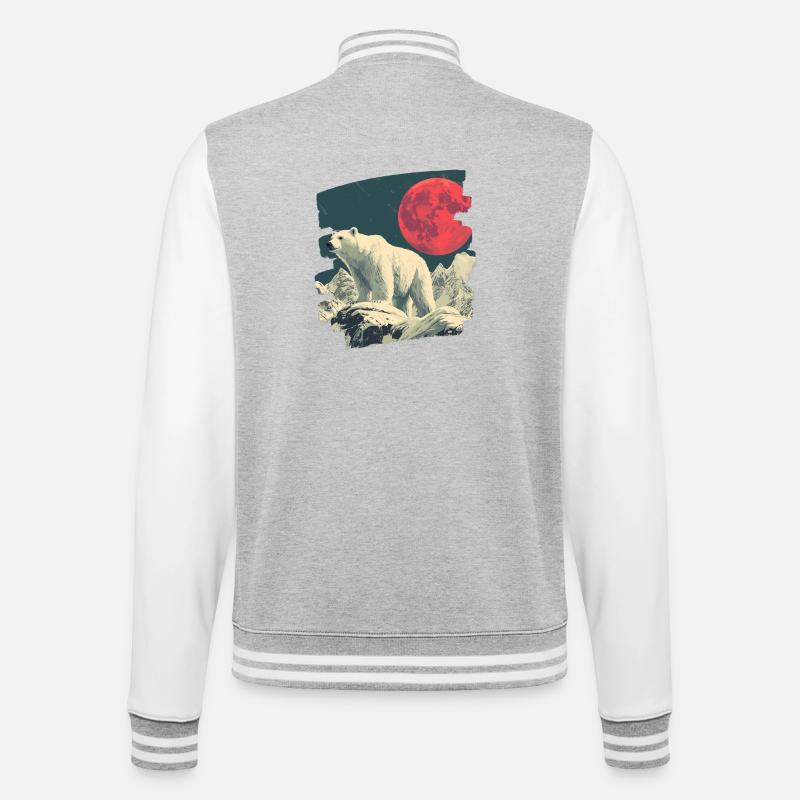 Eisiger Bär - College-Sweatjacke - Grau meliert/Weiß