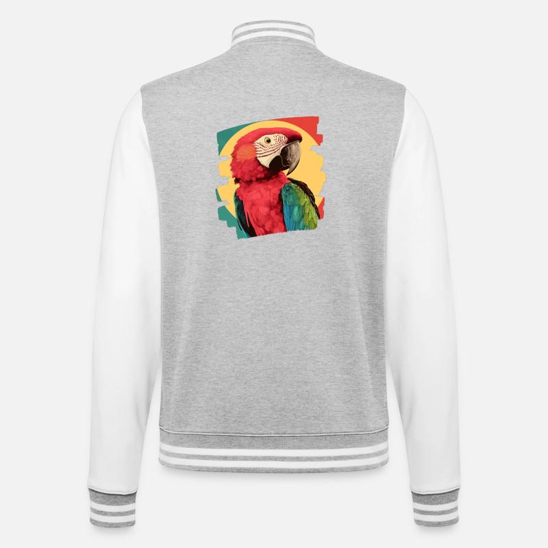 Papagei Retro - College-Sweatjacke - Grau meliert/Weiß