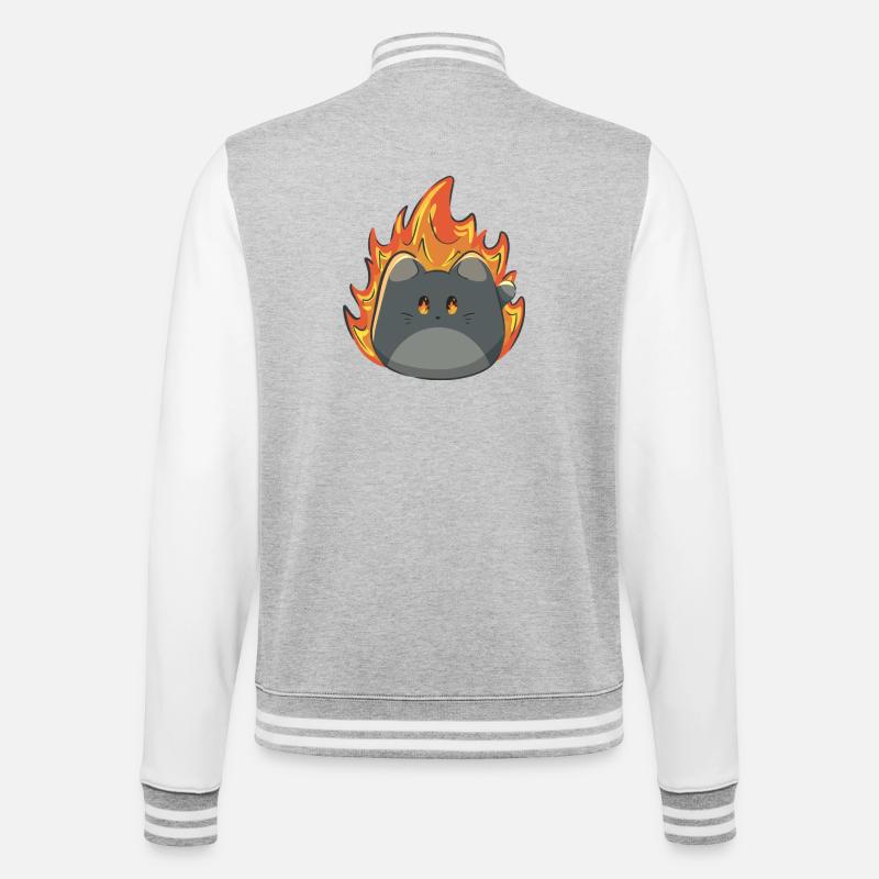 Chat mignon avec du feu - Veste Teddy - gris chiné / blanc