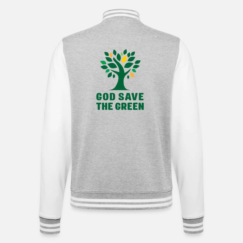 Earth Day - God Save the Green - College Sweat Jacket - heather grey/white