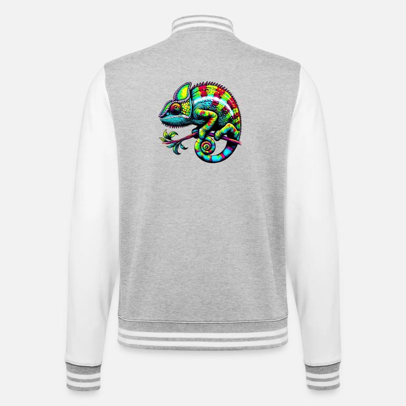 Chamäleon - College-Sweatjacke - Grau meliert/Weiß