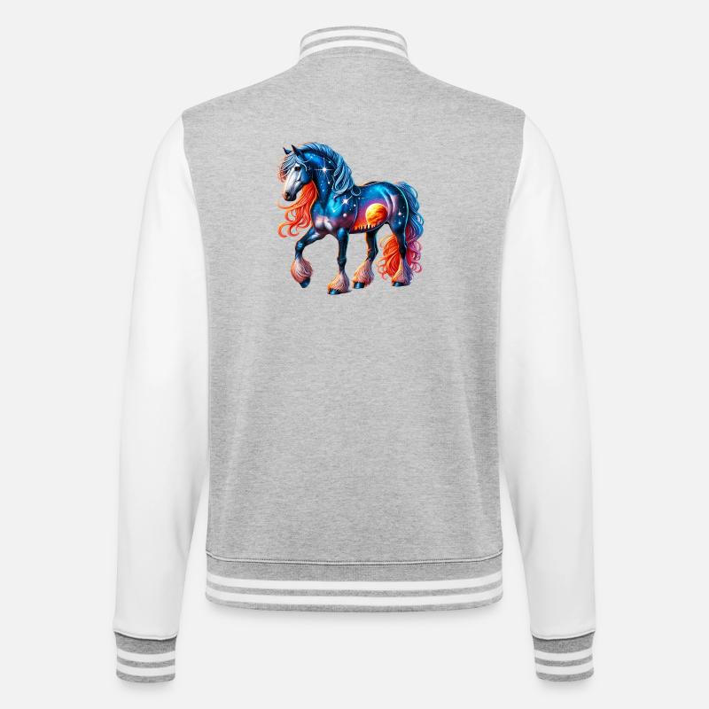 Horse - College Sweat Jacket - heather grey/white