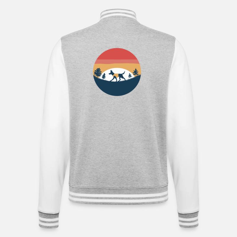 Hundewanderer - College-Sweatjacke - Grau meliert/Weiß
