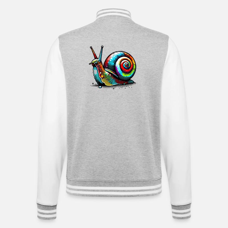 Schnecke - College-Sweatjacke - Grau meliert/Weiß