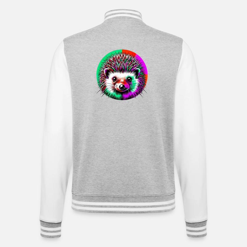 Igel - College-Sweatjacke - Grau meliert/Weiß