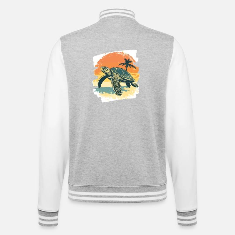 Tortue de mer rétro - Veste Teddy - gris chiné / blanc