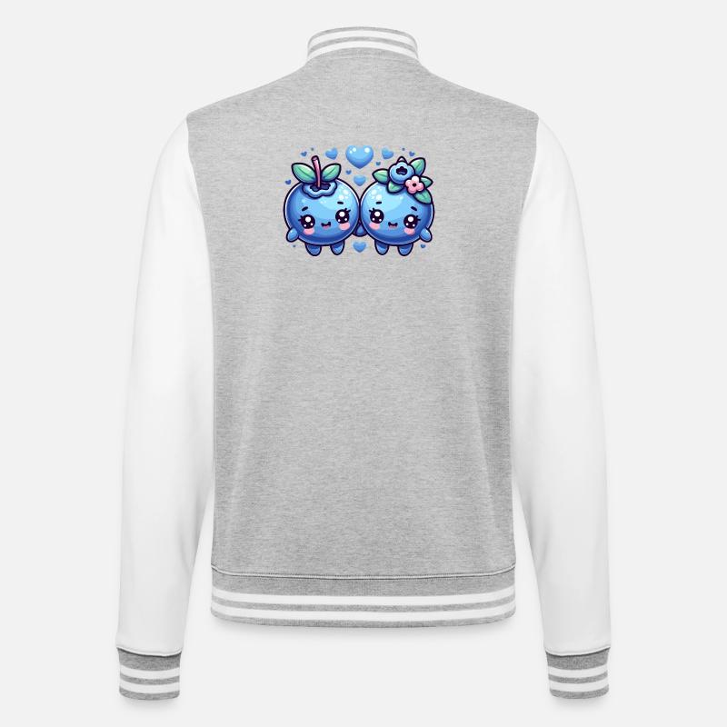 Design mignon avec des myrtilles - Veste Teddy - gris chiné / blanc