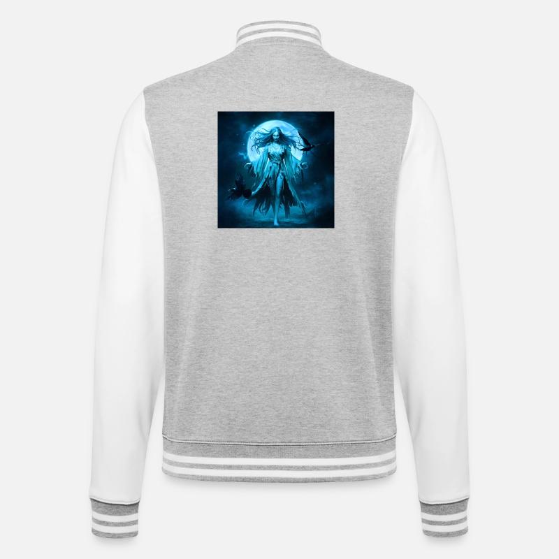 Todesfee, Kolkrabe, Monde - College-Sweatjacke - Grau meliert/Weiß
