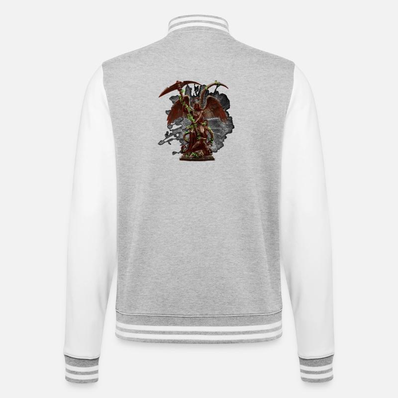Engelstatue, Ranken, gothic design - College-Sweatjacke - Grau meliert/Weiß