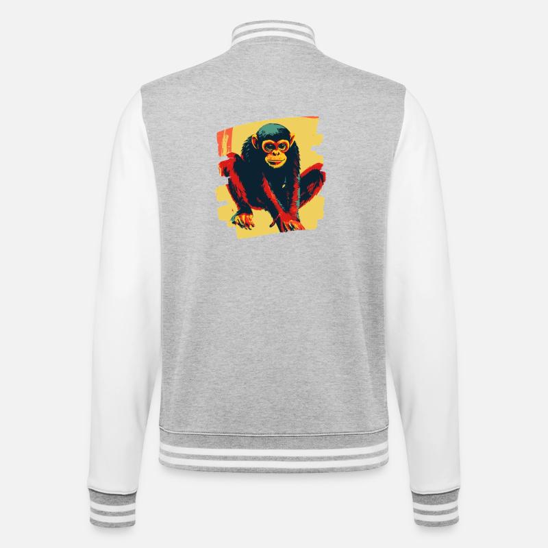 Spider Monkey Retro - College Sweat Jacket - heather grey/white