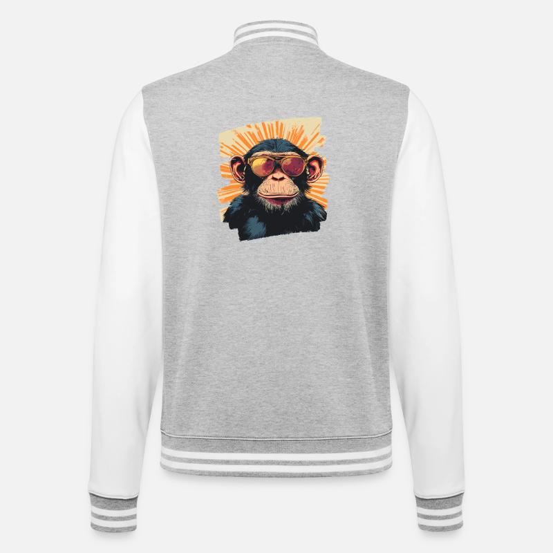 Monkey Retro - College Sweat Jacket - heather grey/white