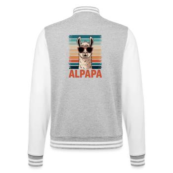 Papa Alpaga Papa Drôle Lama Cadeau de Fête des Pères - Veste Teddy - gris chiné / blanc - Dos - Marisol (170cm)