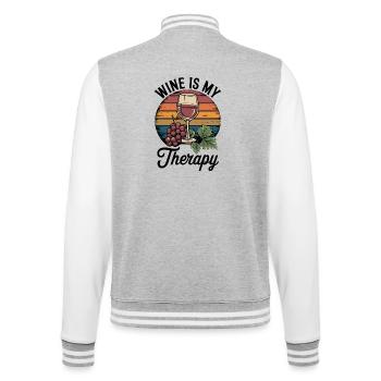 Wine Is My Therapy Wine Glass Outfit for - College Sweat Jacket - heather grey/white - Back - Marisol (170cm)