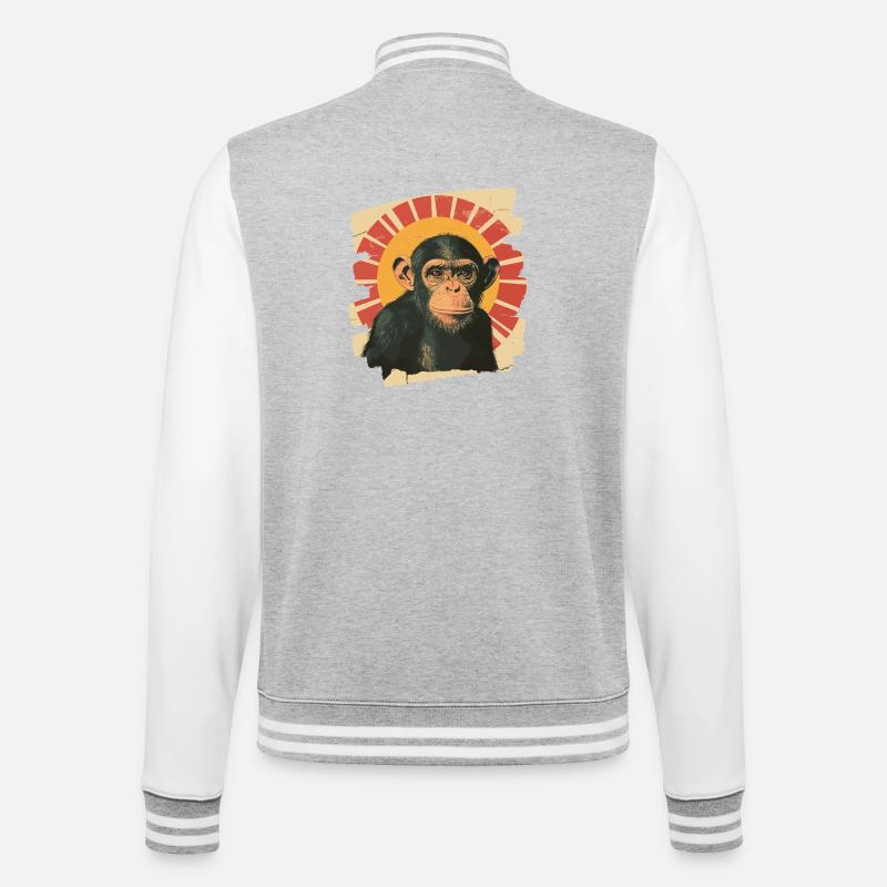 Monkey Retro - College Sweat Jacket - heather grey/white