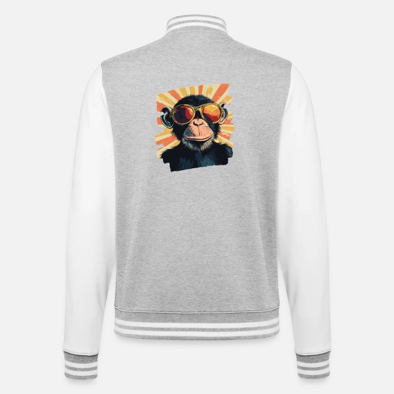 Monkey Retro - College Sweat Jacket - heather grey/white